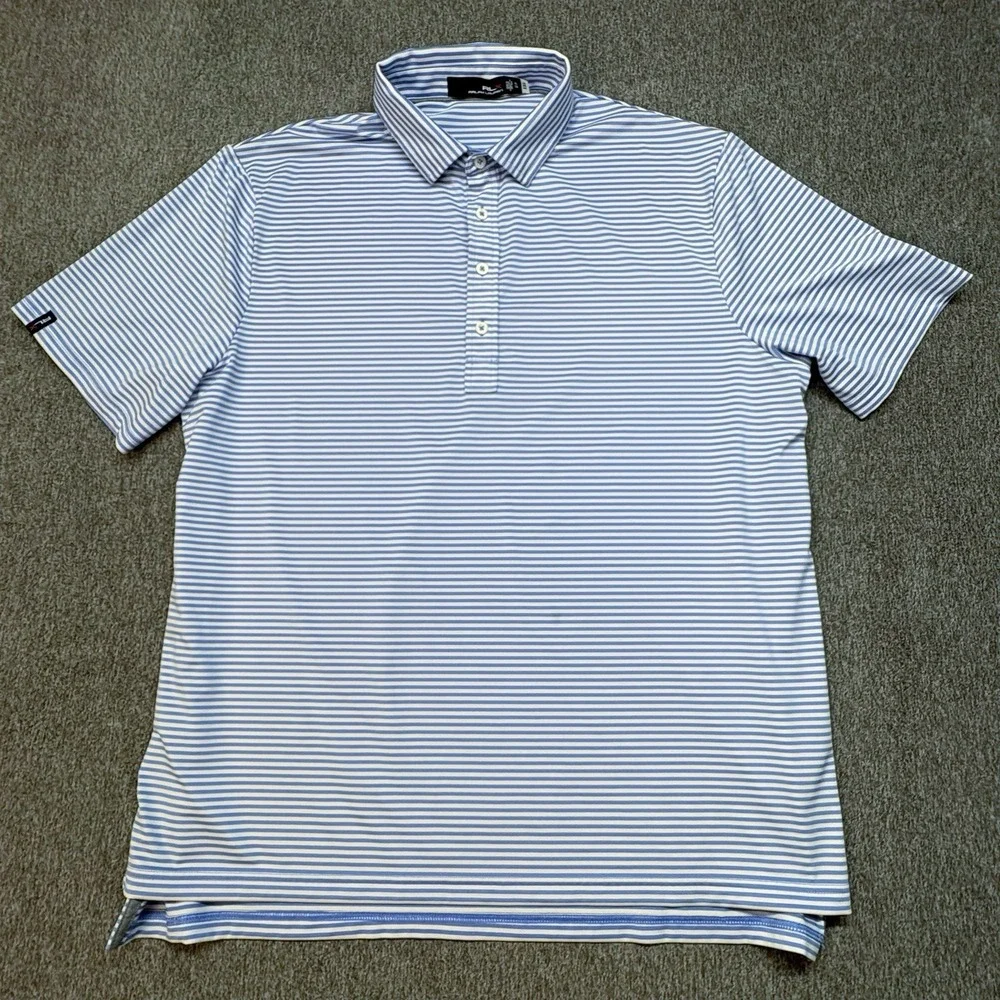 RLX‎ Ralph Lauren Performance Polo Mens XL Blue Striped Wicking
